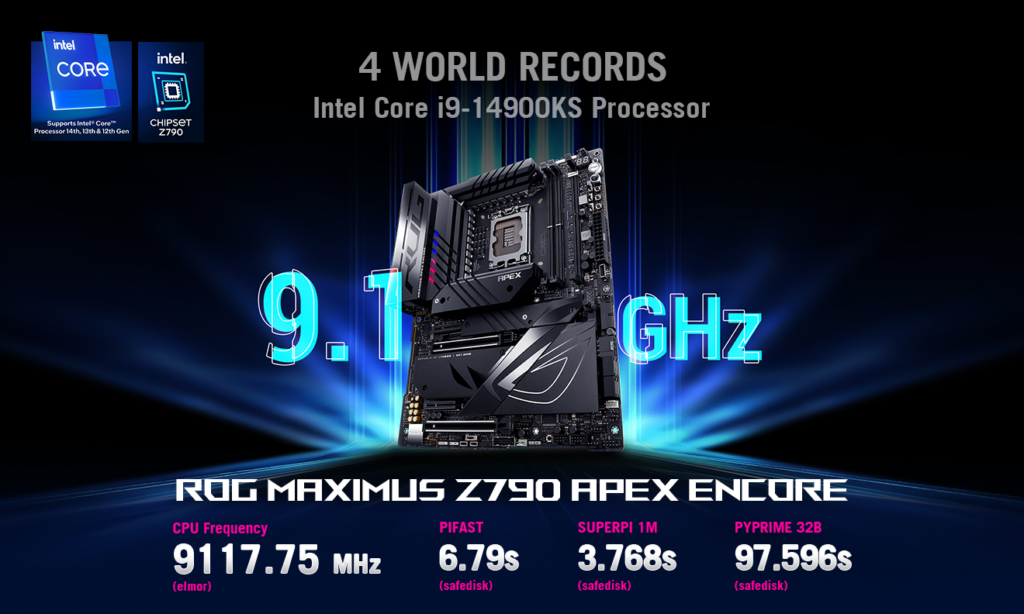 에이수스 ‘ROG Maximus Z790 Apex Encore’ 메인보드, 4개의 세계 기록 달성