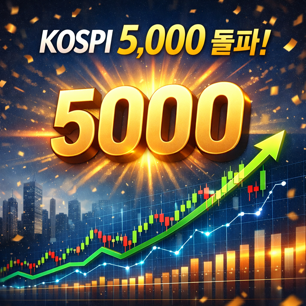 코스피, 사상 첫 5000선 돌파… 1년 새 두 배 가까이 급등