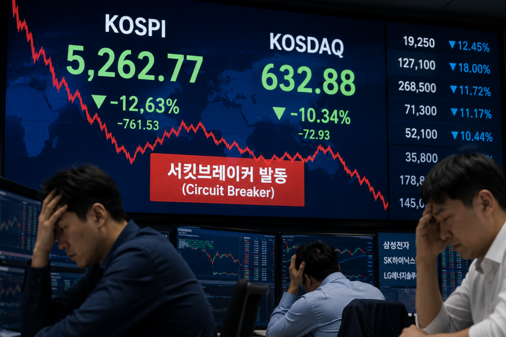 코스피 장중 5300선 붕괴…사상 첫 이틀 연속 서킷브레이커 발동